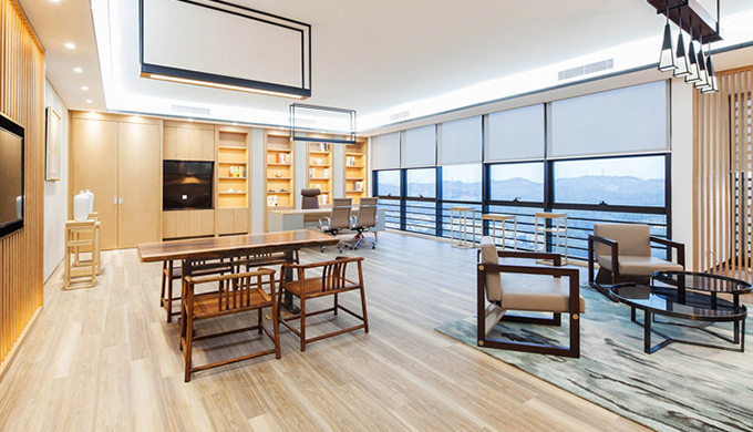 上海原木風老板辦公室裝修竣工效果 上海原木風老板辦公室裝修竣工效果